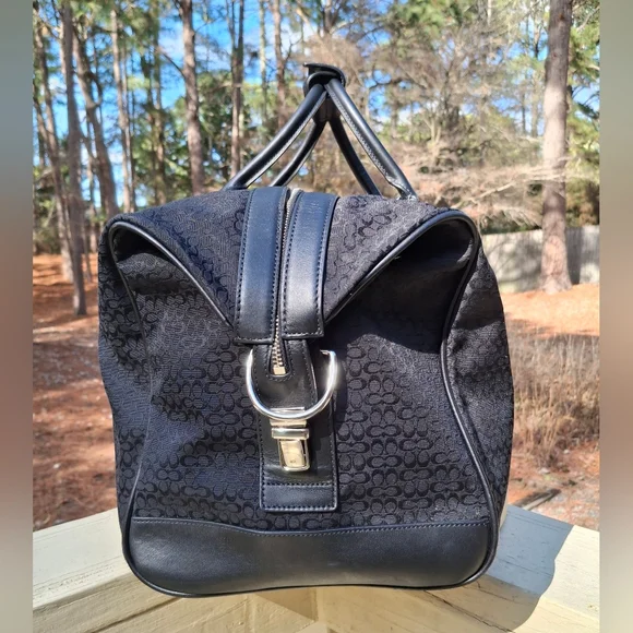 VTG Coach XL Signature Black Duffle Carry On Travel Weekender Bag & Toiletry Bag - Picture 6 of 16
